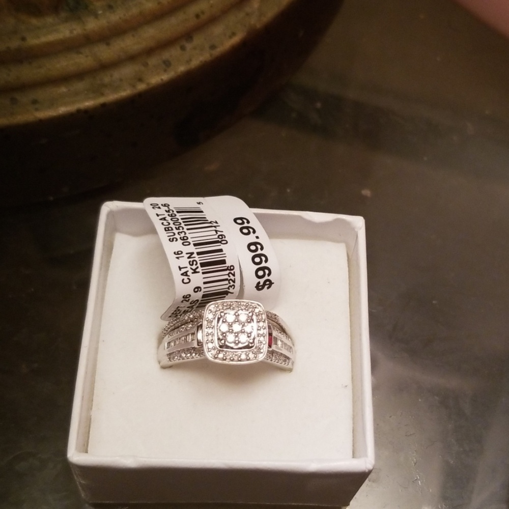 Ladies size 7 Sterling silver Bridal set rings